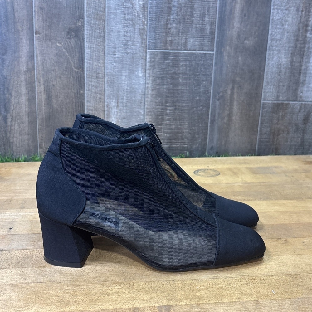 Vintage 90s Classique Melly Women's 8.5M Black Mesh Zip Ankle Booties